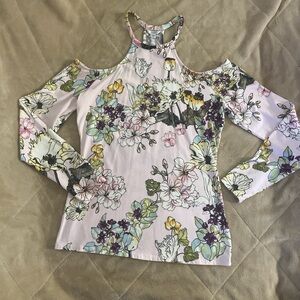 Guess Floral Cold Shoulder Long Sleeve Top